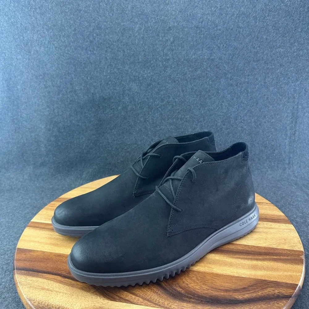 Cole Haan Grand Plus Chukka Mens Size 11 Black Nubuck Leather Boot C36921 New